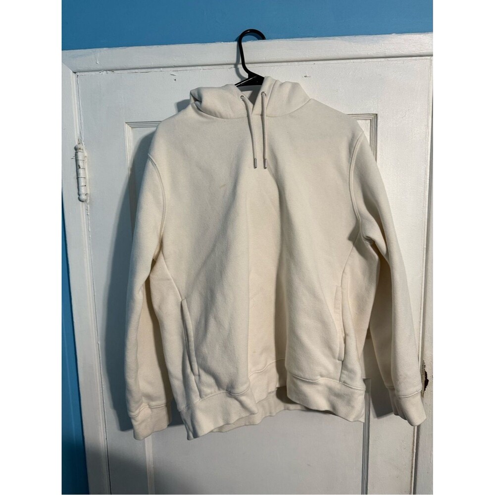 H&M Men's Cream Crewneck Hoodie with Drawstring size L